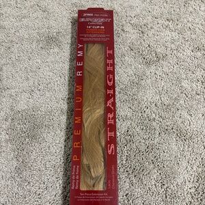 Premium Remy Human Hair Extension Kit 14" Clip-in Straight 10 Piece Caramel